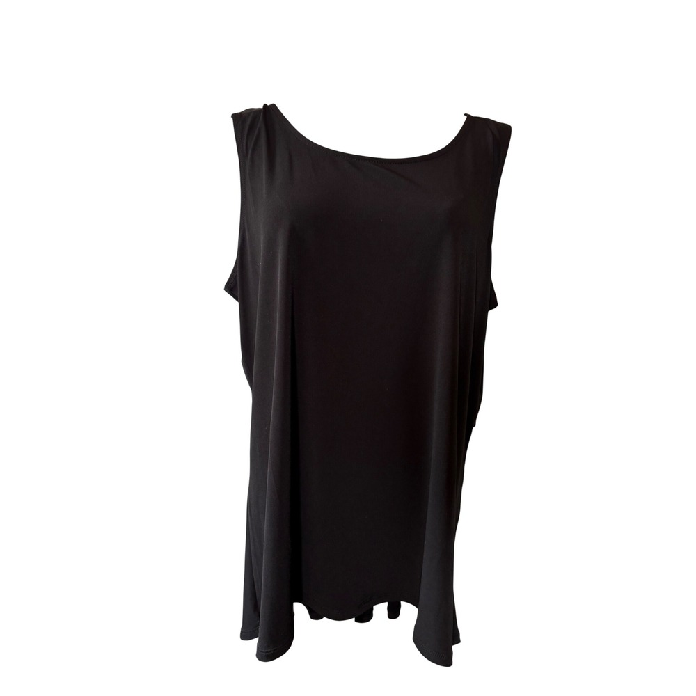 Susan Graver Modern Essentials Black Peplum High Low Tank Top Womens L Layering